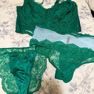 Victoria's Secret Teal and Aqua Lace Bra Set